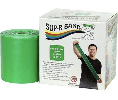 CanDo Sup-R Latex Free Exercise Band 50 Yard Roll Green Medium Resistance