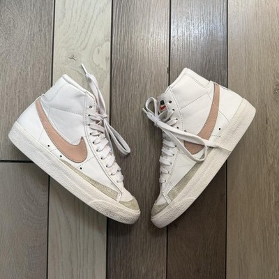 Nike Blazer Mid  77 Vintage White Pink Leather Sneakers Women s 5.5