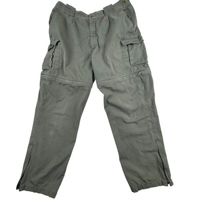 Vintage TravelSmith Convertible Cargo Pants Olive Green Zip Off Y2K Mens 38x32