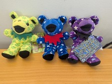 Lot of 3 Grateful Dead Stuffed Bears, plush, Liquid Blue