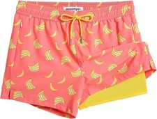 Men's Quick-Dry Swim Trunks with Compression Liner Stretch Fabric Zipper Pockets