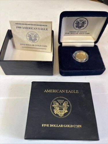 1999 5 Dollar US American Gold Eagle 1/10 Ounce OZ Pure Fine Gold Coin.#55 00002