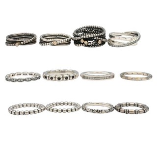 12 VINTAGE DESIGNER PANDORA STONE BAND RING LOT STERLING SILVER SIZE 7 9