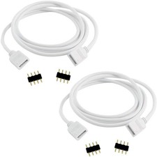2 PCS 2.5m 8.2ft 4 Pin RGB LED Strip Extension Cable, 5050 3528 2835, Adapter