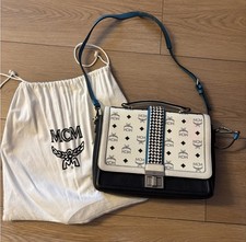 Authentic White MCM monogram messenger /Cross...