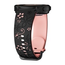 Flower Engraved Band for Samsung galaxy watch 7/6/5/4/FE, 01-black pinksand