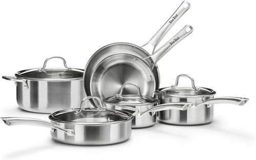 Stainless Steel Cookware Set Tri-Ply Pots Pans Induction Kitchen Cookware 10 Pcs