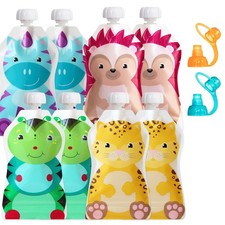 ChooMee Reusable Baby Food Storage Pouches, 5 oz 10 Piece Set, Orange