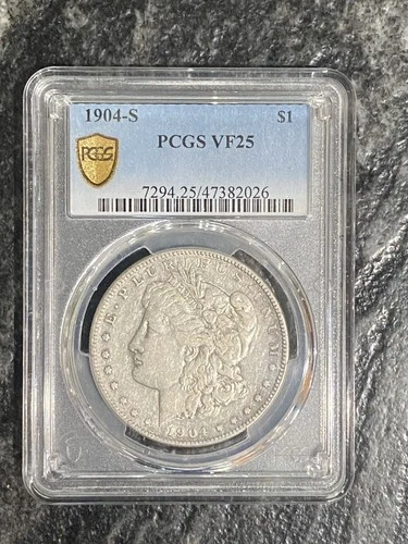 1904 S PCGS VF 25 Morgan Silver Dollar ☆☆ GOLD SHIELD