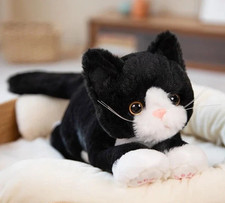 Black White Kitten Cat 18 Inch Pillow Stuffed Animal Plush Toys Doll Kids Gifts