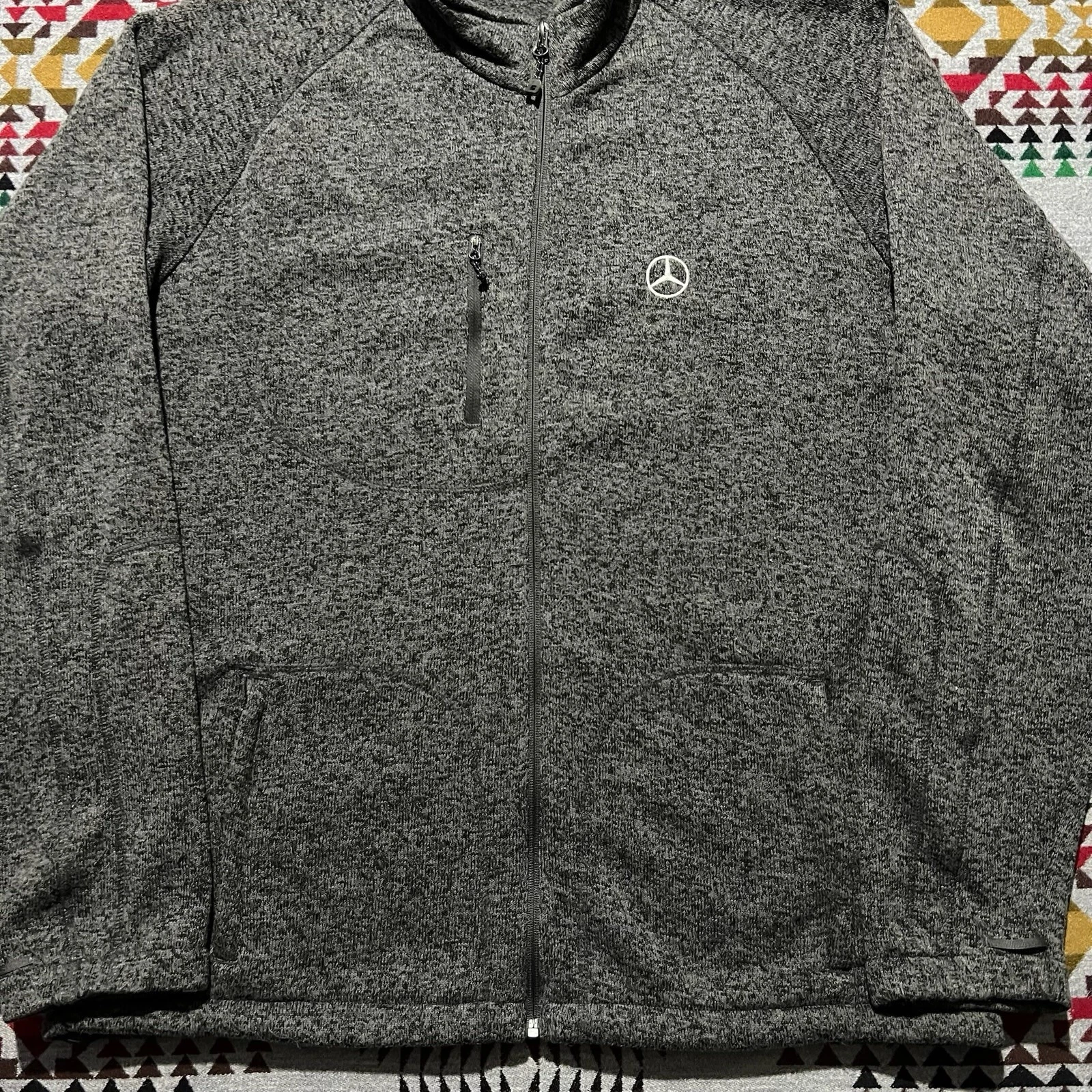 Mercedes-Benz Racing Fleece Jacket Mens XL Gray Embroidered Logo Full Zip R1 - product detail image 7