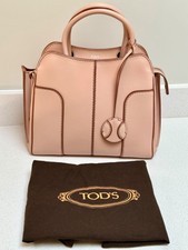 Tod's Authentic  Handbag!   Pink -beige Genuine Leather With Storage Bag