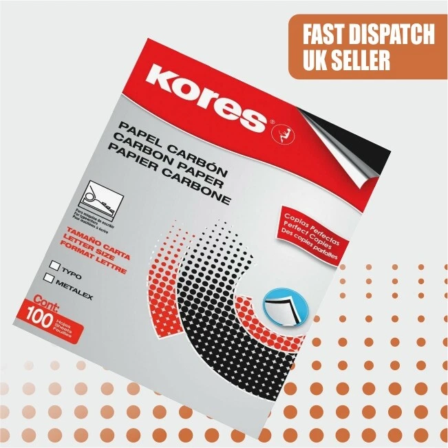 KORES 24 x A4 Carbon Sheets – Multi Colour Copy Paper – Black Blue Red Yellow White