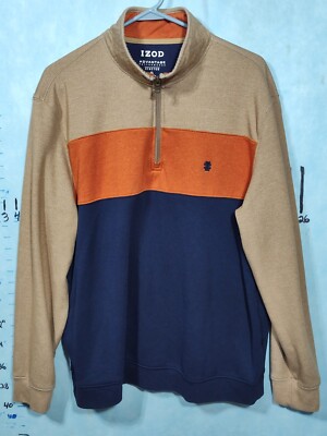 IZOD Advantage Performance Pullover Men's XL 1/4 Zip Stretch Fleece  Colorblock