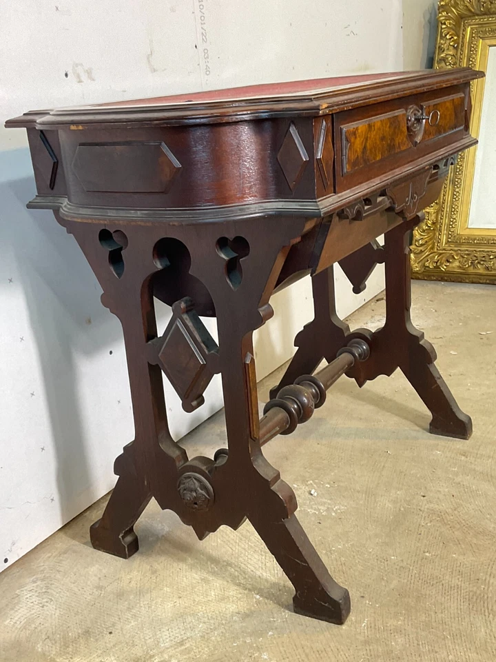 1860-е ореховый викторианский швейный стол подставка работа возрождение Реннаисса антикварный - Изображение 3 из 4