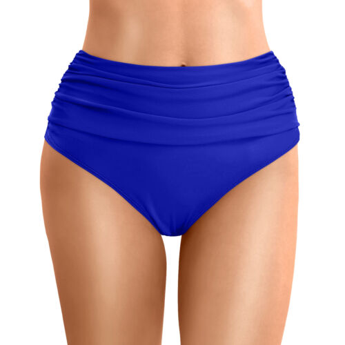 Mujeres Bikini Parte Inferior Control Abdomen Traje de Baño Acanalado Cobertura Completa Natación Cintura Alta - Imagen 16 de 32