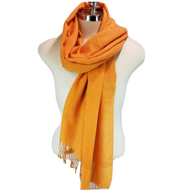 Women's Very Soft Orange Scarf Fringe on Ends 28