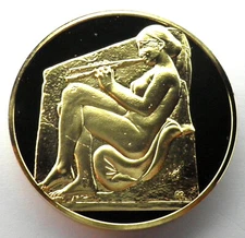 THE ART TREASURES OF ANCIENT GREECE-GIRL WITH FLUTE Franklin Mint Medal 50.7mm.