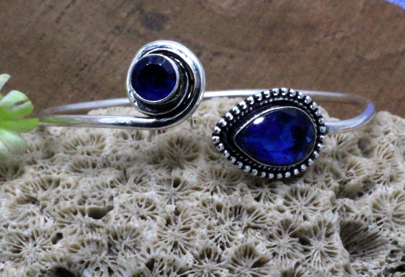 VALENTINO Bracciale gioiello argento sterling 925 pietre preziose tanzanite blu misura ADJ"