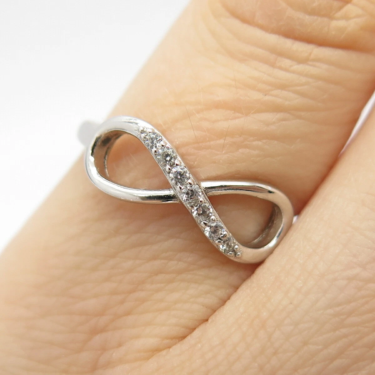 925 Sterling Silver C Z Infinity Ring Size 7