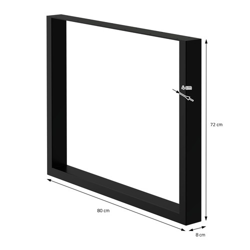 Set 2x Base per tavolo rettangolare in acciaio verniciato a polvere 80 x 72cm - Foto 6 di 7