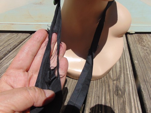 Antique Regency Black Taffeta Bonnet w Green Velvet Ribbon Trim - Picture 12 of 16