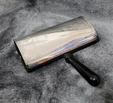 Vintage Silver Plated Crumb Roller Sweeper Brush W/ Handle, Celtic Quality Plate