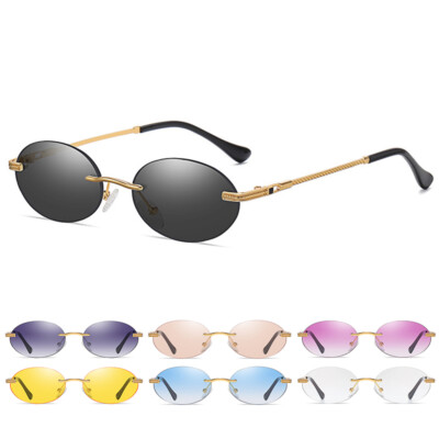 Retro-HD Sonnenbrille, klein, oval, randlos, 90er-Jahre-Mode, Vintage, stylische