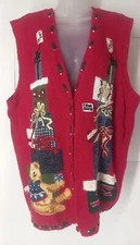 Carolina Colours Plus 22W Christmas Sweater Vest Embroidered Red Bear