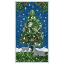 UNDER THE TREE CHRISTMAS PANEL Cotton Print by WILMINGTON PRINTS BTY