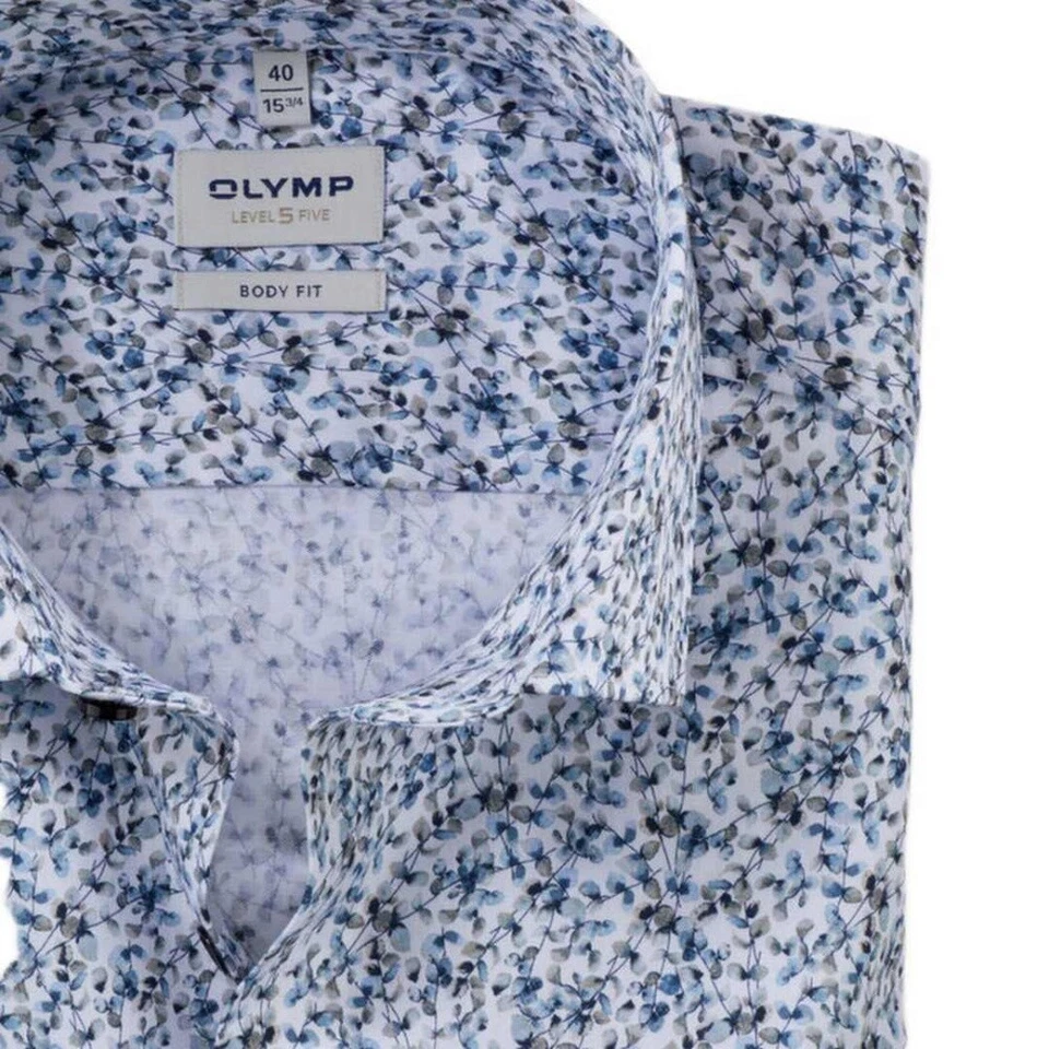 Camicia Business Olymp Level Five Uomo Body Fit Blu Floreale 204364 11 Blu - Immagine 2 di 4