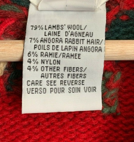 Talbots Womens Sweater Red Ivory Multi Button Lambs Wool Angora Hand Knit Size P - Picture 7 of 7