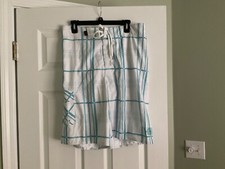 Tony Hawk Swim Board Surf Shorts Size L Aqua & White Mesh Lined