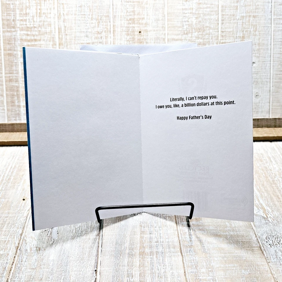 Recycled Paper Greetings Father's Day Card Thanks Dad Blue Black Funny Humor - Image 4 of 4