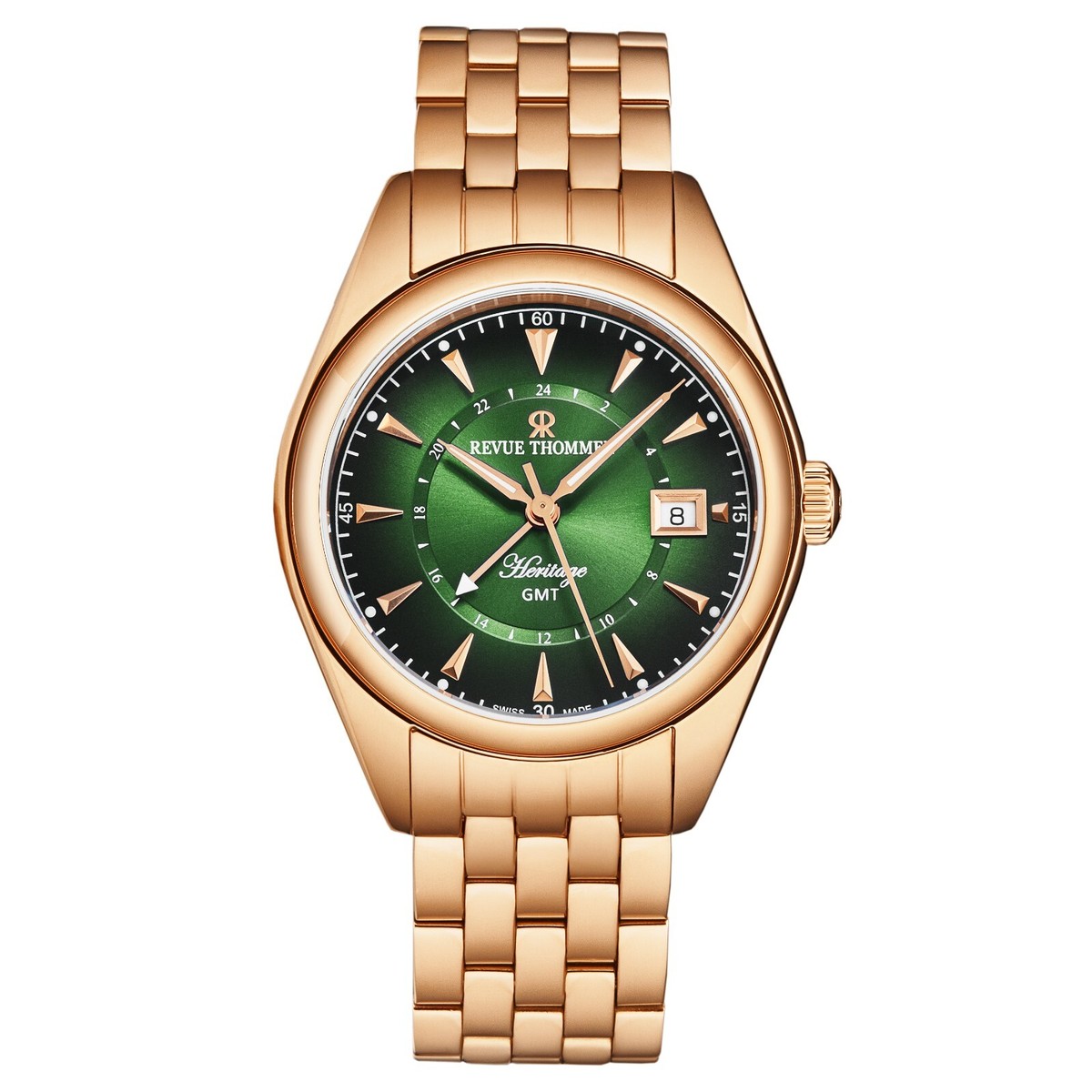 Revue Thommen Men Heritage GMT Green Dial SS Bracelet Swiss