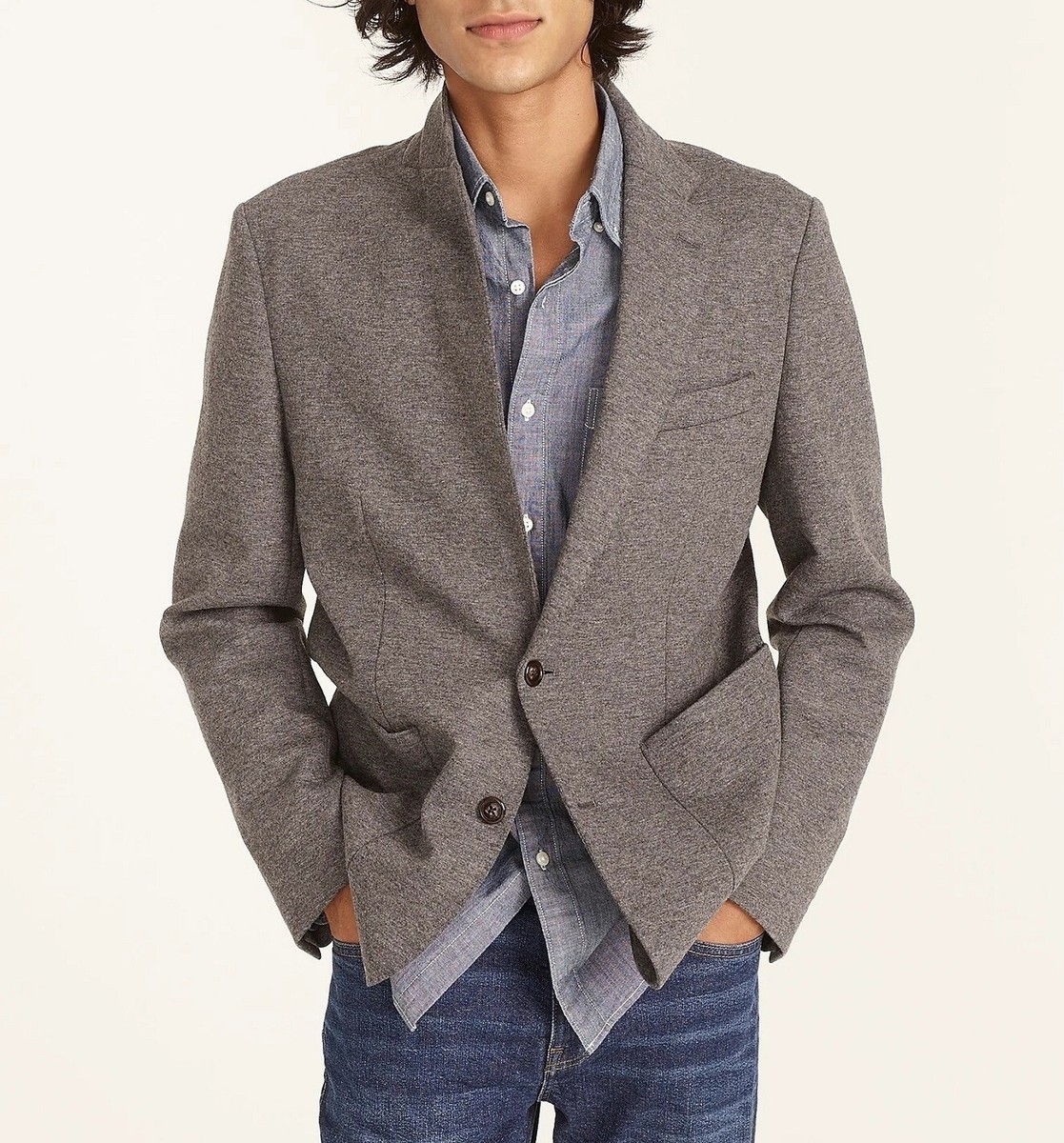 JCREW blazer light grey jacket casual knit Small 36 S suit wool chore soft  NWT