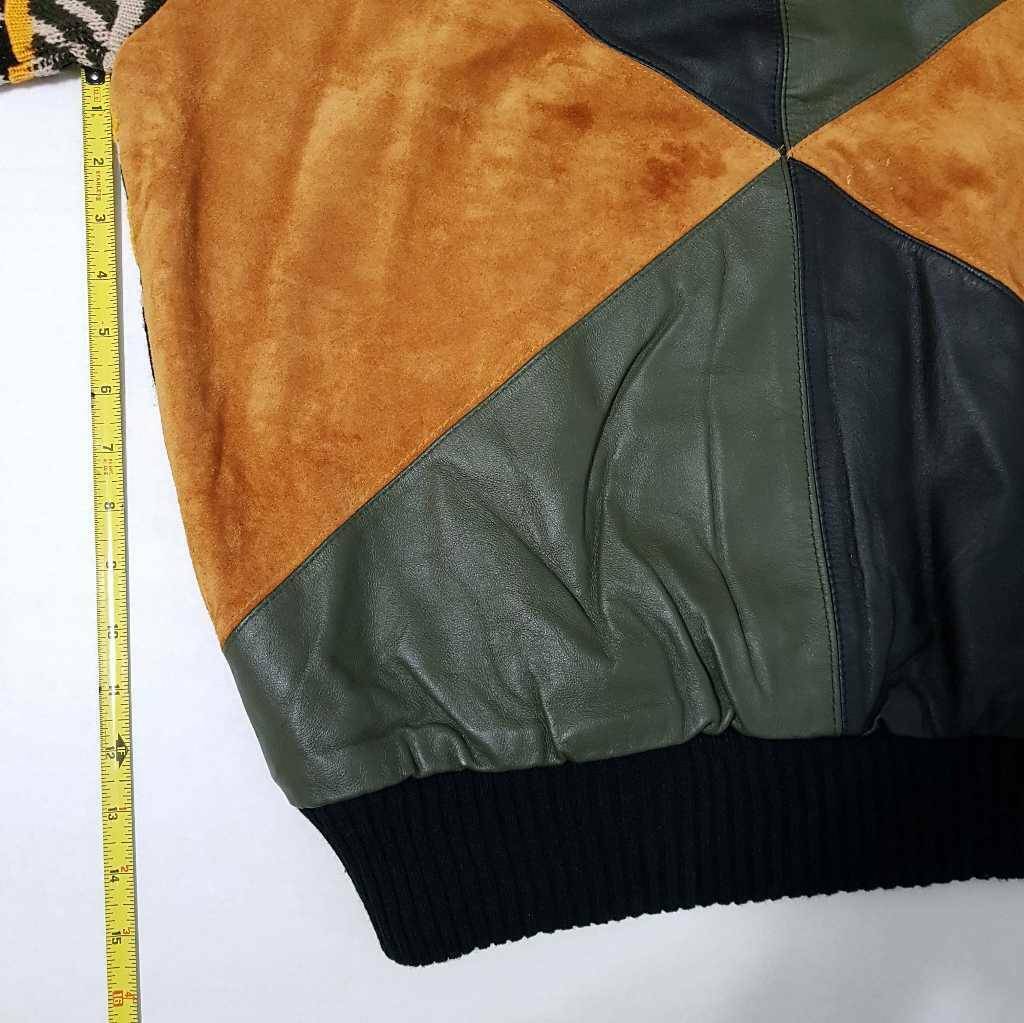 Monobaik Trutus Biancara Mens Leather Sweater Black Green Monobaik Trutus Biancara Mens Leather Sweater Black Green