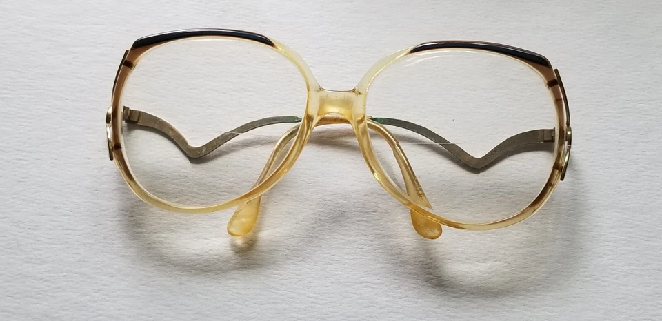 Gafas italianas vintage años 70 grandes de gran tamaño con marcos de metal de plástico de dos tonos Foto 2 de 4