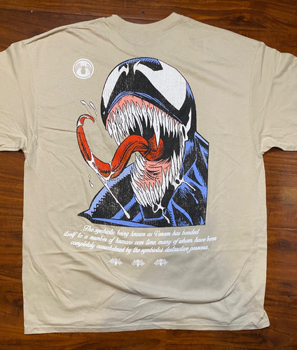 VENOM Marvel Double Sided Beige Graphic Tee SZ XL-NWT