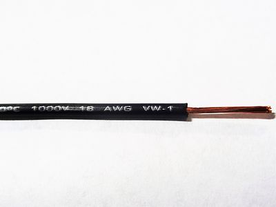 18 GAUGE WIRE BLACK 50 FT PRIMARY AWG STRANDED COPPER POWER REMOTE MTW  MACHINE