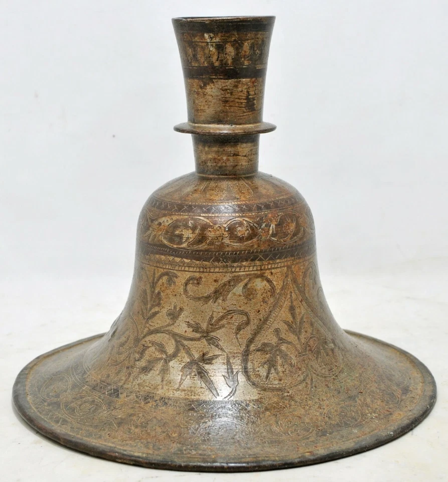 Antigua olla base cachimba de latón original antigua hecha a mano finamente grabada Foto 4 de 4