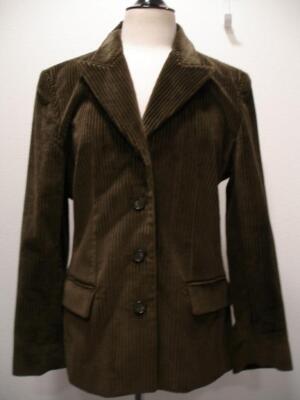 Womens 14 Liz Claiborne Dark Green Corduroy Suit Jacket Blazer