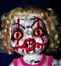 OOAK Spooky Doll Talks,Kicks,Scream,Moves head Horror Halloween Prop Gothic 16"