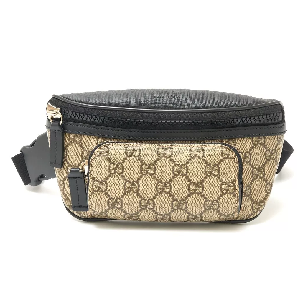 Gucci Gg Supreme sac ceinture 450946 poche taille corps épaule toile cuir beige 