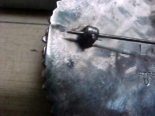 BIG SIGNED NAVAJO STERLING NATURAL TURQUOISE CLUSTER MANTA BROOCH /PENDANT-NR - Picture 8 of 9