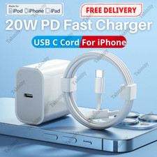 Fast Charger 20W For iPhone 14 13 12 11 Pro XS XR 8 iPad USB-C Type C Cable Cord