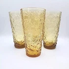 4 Vintage Lido Milano Honey Gold By Anchor Hocking 20oz 6 3/4" Flat Tumblers