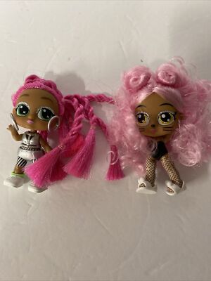 LOL Itty Bitty Dolls Lot of 2 Brown Skin Pink Hair 3.5 