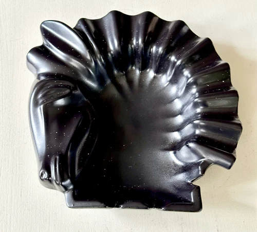 Red Wing Pottery M1472-Black Knight/Trojan Horse Head Ashtray-Vintage-MCM-RARE