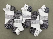 5 Pairs Bombas Men's Hex Tec Lightweight Running Ankle Socks Size L 9-13 white